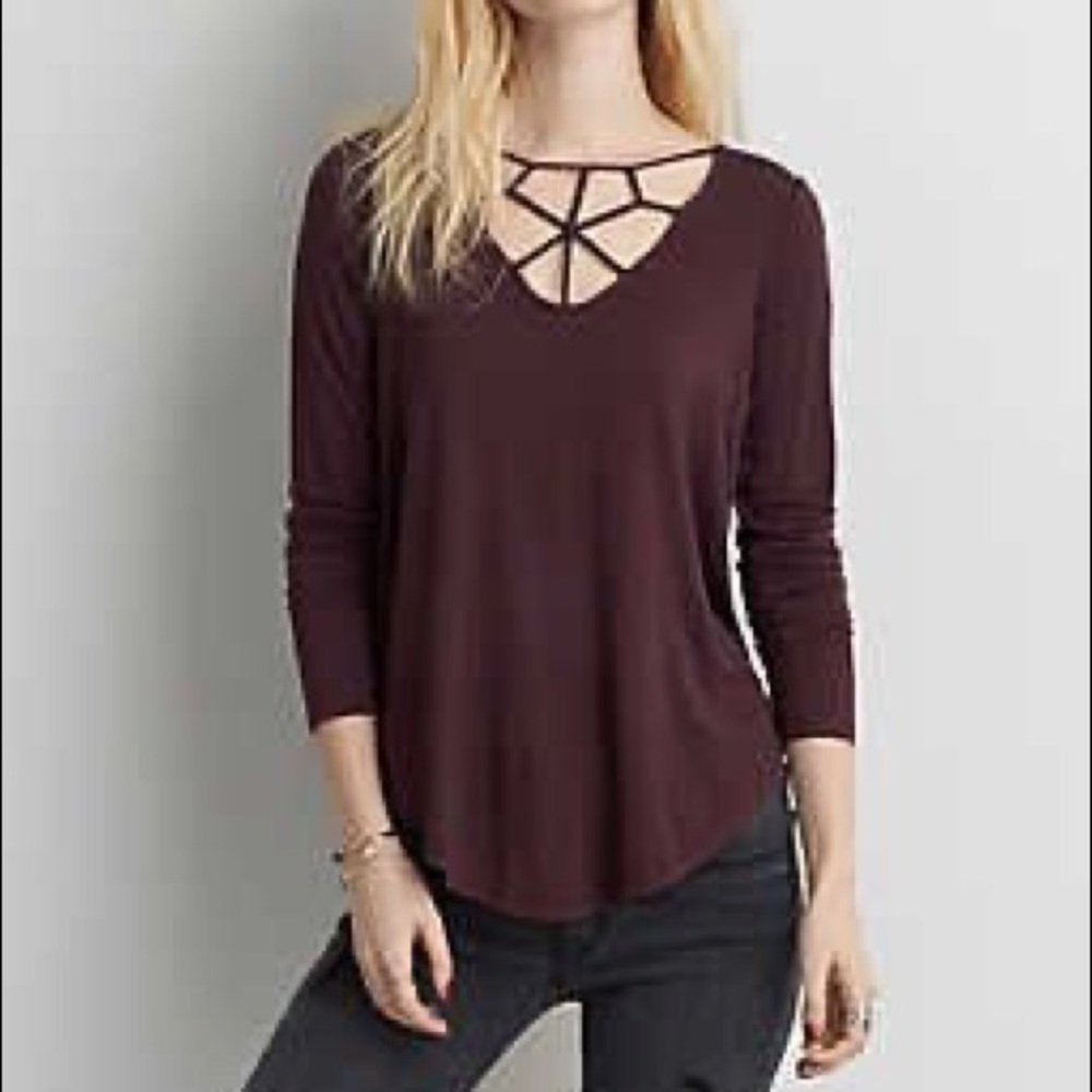 American Eagle cage front long sleeve t-shirt